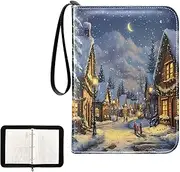 Beautiful Village Christmas Night Card Collecting Binder, 4 Pocket Card Binder 400 Cards Capacity for Baseball Card, Football Card