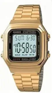 Casio Vintage A178WGA-1A Men's Gold Tone LED Afterglow Alarm Chronograph Watch