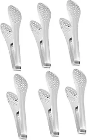 BIUDECO 6pcs Buffet Tongs Cake Tongs Food Tong Pasta Tong Cooking Tweezer Salad Serving Utensils Barbecue Kitchenware Hot Pot Utensils Barbecue Clamp Stainless Steel Silver