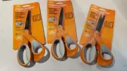 BOX OF 3 FISKARS 8" TITANIUM BLADE COATING SCISSORS NEW! Ergonomic Handle