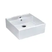 380*380*150mm Gloss White Ceramic Square Wall Hung/Above Counter Basin