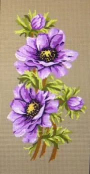 "Purple Flowers" Printed Canvas for Cross Stitch Tapestry Embroidery 42505