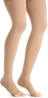 JOBST Maternity Opaque Compression Stockings, 20-30 mmHg, Thigh High, Open Toe, Caramel, Medium