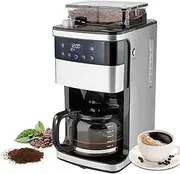 SUABON 12 Cup Drip Coffee Maker, Automatic Coffee Machine with Built-in Coffee Grinder, Programmable Coffee Machine with Timer, 1.5L Water Tank