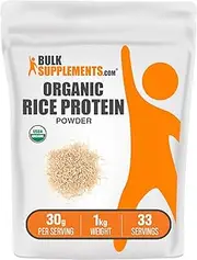 BulkSupplements.com Organic Rice Protein Powder - Unflavored Protein Powder, Plant Protein Powder - Vegan Protein Powder, Dairy Free & Gluten Free - 30g per Serving, 1kg (2.2 lbs)