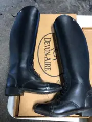 Ladies Devon Aire Black Leather Field Tall Boots With Zippers US 6.5R