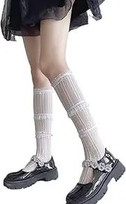 [FBIEE88TR] Women Sheer Mesh Socks Lace Knee High Socks Y2K Tulle Stocking Punk Streetwear For Student Girl Lady