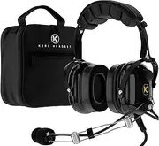 P1 General Aviation Headset for Pilots | Mono, Passive Noise Reduction, Noise Canceling Microphone, Acoustic Ear Cup, AUX Port, GA Dual Plug with Headset Bag (2 Items)