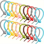 5pcs Silicone Reusable Bag Ties Twist Wire Fasten Cable Zip Tie Universal Tie
