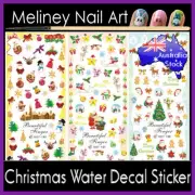 Christmas Water Decal Nail Art Sticker Snowman Santa Deer tree snow Cute Stencil