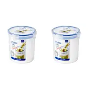 2x Locknlock 1.4L Airtight Classic Round Food Container w/ Draining Basket Clear