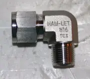 1/2" Tube x 3/8" MNPT SS 90° Male Elbow Fitting Ham-Let 769LSS1/2X3/8