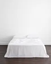 White 100% French Flax Linen Flat Sheet