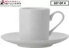 Set of 4 Maxwell and Williams White Basics Straight Demi Cup and Saucer Set