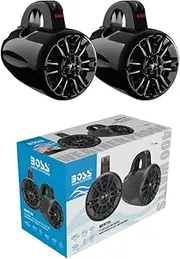 2 Audio Systems MRWT40 Black 2 Way Marine Waketower Speakers, UTV Roll Bar Speakers, 10cm 100mm 4", 200 Watt RMS 400 Watt Max, 4 Ohm, Waterproof, Boats (Pair)