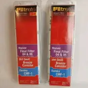 3M Hoover Dirt Devil Breeze Canister Allergen Vacuum Filter 2 Pack NIB