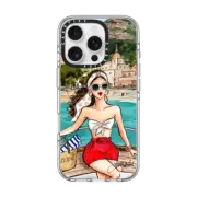 iPhone 16 Pro Clear Case MagSafe Compatible Amalfi (Fair Complexion) Positano Italy Fashion Illustration Case