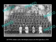 OLD POSTCARD SIZE PHOTO OF WWI AUST ANZAC 9th LIGHT HORSE 16th R/I GROUP c1916