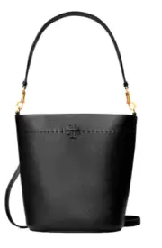 AUTH NWT Tory Burch McGraw Top Handle Pebbled Leather Bucket Crossbody Bag