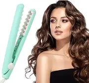 Mini Dual Purpose Curling Iron, 2025 New Mini Curling Iron, Portable Mini Wave Hair Curling Iron Root Lifter and Volume Enhancer, Portable Travel Curling Wand for Short and All Hair Types (Green)