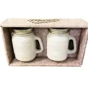 Mason Jar White Salt & Pepper Shakers