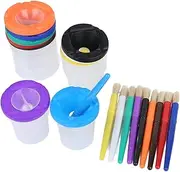 Paint Cups with Lids for Kids, 10-Piece Spill Proof Paint Cups Set with Paintbrushes, No Mess Art Supplies for Toddlers and Preschoolers, Ideal for Originality Painting Activities