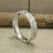 4mm Sterling Silver Comfort Fit Celtic Warrior Shield Wedding Ring Size 8 Polish