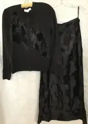 Escada 2pc Maxi A Line Skirt And Cardigan Crushed VelvetyTextured Nwt Size 6
