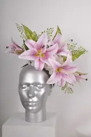 Violet Purple White Lily Fern Fascinator Headband Crown Wedding Boho
