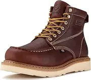[SUREWAY] 6” Waterproof Wedge Moc Toe Work Boots for Men - Soft Toe, Premium Full-Grain Leather, Safety Work Boots/Shoes, Comfort Insole, Superior Oil/Slip Resistant, Real Goodyear, EH Rated Industrial
