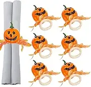 Pumpkin Napkin Ring for Halloween, Halloween Pumpkin Napkin Rings Napkin Holder, Fall Wooden Harvest Artificial Ring Holders for Party & Birthday