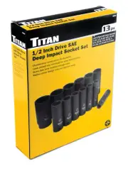 Titan 42313 13-Piece 1/2" Drive SAE Deep Impact Socket Set