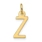 10k Yellow Gold Large Slanted Block Initial Z Charm