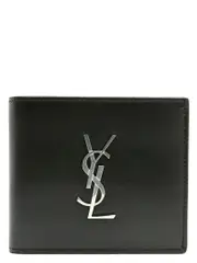 [Saint Laurent] Saint Laurent-Logo Wallet Portafogli Nero-Uomo OS Black
