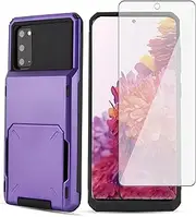 Asuwish Phone Case for Samsung Galaxy S20 FE 5G 6.5 inch with Screen Protector Credit Card Holder Slot Hybrid Protective Cell Cover S 20 EF UW S20FE5G S20FE 20S S2O Fan Edition 4G G5 Women Men Purple
