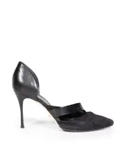 Black Leather Panelled Cut Out Pumps