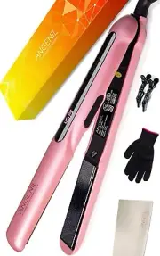 Ceramic Flat Iron Hair Straightener and Curler 2 in 1, Dual Voltage Hair Straigh