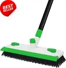 3-In-1 Grout Scrub Brush with Squeegee Long Handle Floor Cleaner