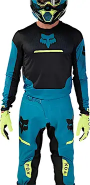 FOX Flexair Optical Motocross Pants, black-blue, Size 30 for Men Black Blue