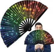 [Generic] Large Folding Hand Fan,Big 13 Inch Chinese Folding Dance Fans | Kung Fu Craft, Dancing Supplies, Handheld Cooler, Home Decoration For Stage Performance
