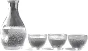 Transparent Glass Glass Sake Set 4 Pieces Japanese Sake Pot Set Decanter Sake Cup Used for Home Party and Great Gifts Sake Drinking Set