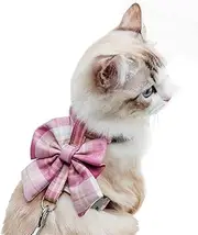 Cat Harness Breathable Adjustable Vest Harnesses for Pets Cats Kitten Puppy Rabbit Ferret (M, Pink)