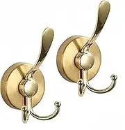 ARRBOL Heavy Duty Suction Cup Hooks for Inside Shower Wall, 2 Pack No Drill Towel Loofah Holder for Bathroom Glass Door (Glod)