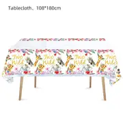 108cm x 180cm Two Wild Table Cover Tablecloth - Jungle Animal Theme Kids Birthday Party Tabeware