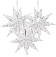 3D Christmas Star 3PCS Paper Star Lantern 9-Pointed Paper Star Lanterns Christmas Hanging Star Lampshade for Holiday Wedding Birthday Hanging Paper Stars
