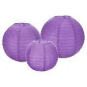 6Pcs 6"8 "12" Dark Purple Paper Lanterns Decorative Round Hanging Ball Lantern