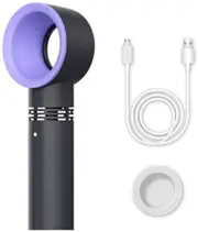 360o Mute Portable Bladeless Hand Held Mini No Leaf Handy Fan USB Cooler - Black