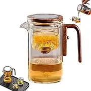 Zahyra Magic Teapot, Zahra Magic Tea Pot, Enchantipot Magic Tea Pot, Water Separation Glass Teapot, Magic Teapot with Strainer, Water Separation Glass Teapot with Wooden Handle (720ml)