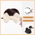 High Temperature Wire Lazy Meatball Head Bowknot Ponytail Wig for Women