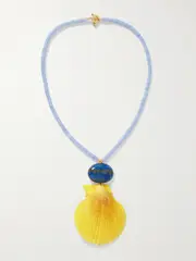 [Jennifer Behr] Jennifer Behr - Makana Gold-plated, Chalcedony, Lapis Lazuli And Shell Necklace - Blue - One size One size Blue